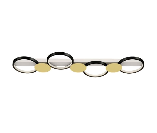Homcom lámpara de techo regulable con 4 focos, plafón led de techo con mando a distancia, modos de escena, 1500 lm, 38 w, 3000 k-6500 k, para salón, dormitorio, oficina, negro y dorado