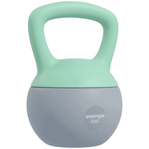 SPORTNOW Kettlebell de 6 kg Pesa Russa Preenchida de Areia Metálica e Alça Antiderrapante para Treino de Musculação em Casa Ginásio 19x19x28 cm Cinzento