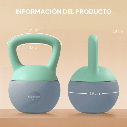SPORTNOW Kettlebell de 6 kg Pesa Russa Preenchida de Areia Metálica e Alça Antiderrapante para Treino de Musculação em Casa Ginásio 19x19x28 cm Cinzento