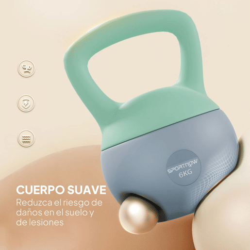 SPORTNOW Kettlebell de 6 kg Pesa Russa Preenchida de Areia Metálica e Alça Antiderrapante para Treino de Musculação em Casa Ginásio 19x19x28 cm Cinzento