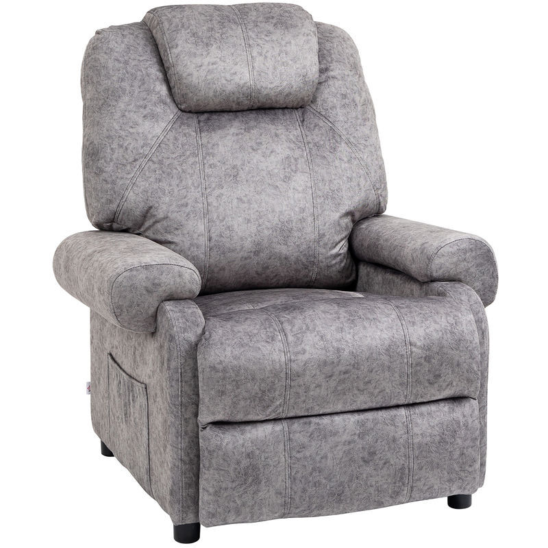 Homcom sillón relax reclinable manual, sillón relax de terciopelo con reposabrazos, reposapiés, acolchado grueso, butaca reclinable hasta 135o para