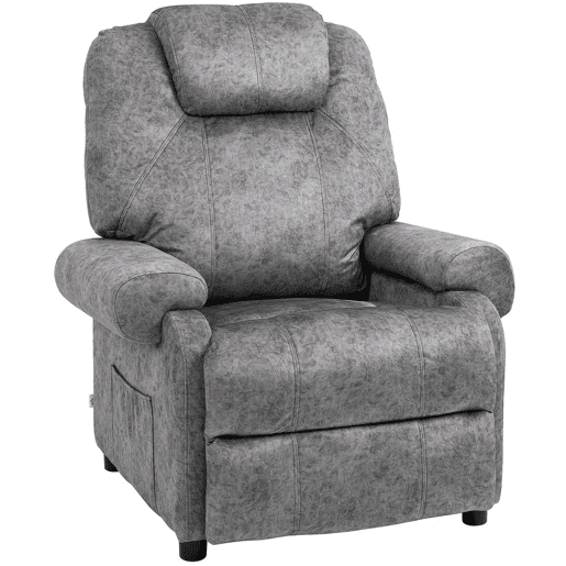 HOMCOM Poltrona Relax Reclinável Poltrona para Sala de Estar com Apoio para os Pés Retrátil Encosto Alto Bolso Lateral Acolchoado Grosso 88x91x108 cm Cinzento