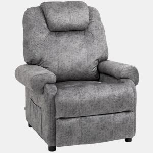 HOMCOM Poltrona Relax Reclinável Poltrona para Sala de Estar com Apoio para os Pés Retrátil Encosto Alto Bolso Lateral Acolchoado Grosso 88x91x108 cm Cinzento