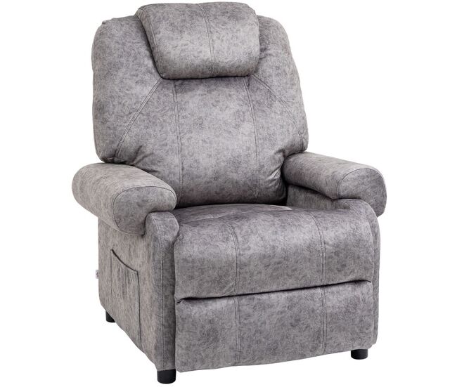 Homcom sillón relax reclinable manual, sillón relax de terciopelo con reposabrazos, reposapiés, acolchado grueso, butaca reclinable hasta 135o para
