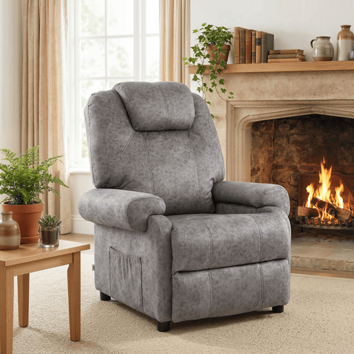 HOMCOM Poltrona Relax Reclinável Poltrona para Sala de Estar com Apoio para os Pés Retrátil Encosto Alto Bolso Lateral Acolchoado Grosso 88x91x108 cm Cinzento