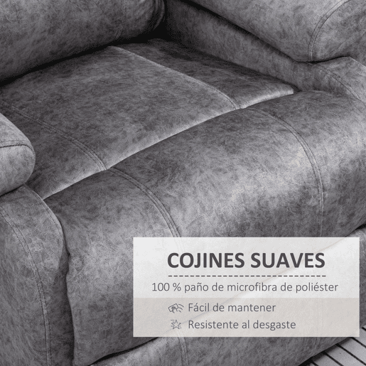 HOMCOM Poltrona Relax Reclinável Poltrona para Sala de Estar com Apoio para os Pés Retrátil Encosto Alto Bolso Lateral Acolchoado Grosso 88x91x108 cm Cinzento