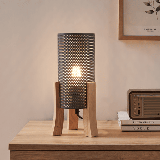 Candeeiro de mesa Joelleldsvin aspeto de rede E27 30x14x14 cm cinzento lux.pro