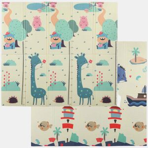 AIYAPLAY Tapete de Atividades para Bebé Acolchoado Dobrável e Reversível 196x176x1,5 cm Tapete de Brincar para Bebé XPE Dupla Face Impermeável Multicolor