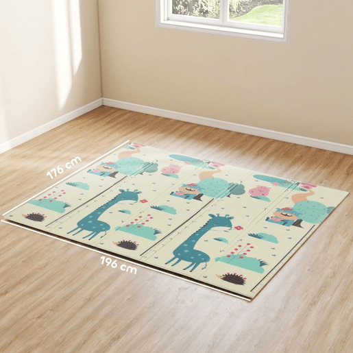 AIYAPLAY Tapete de Atividades para Bebé Acolchoado Dobrável e Reversível 196x176x1,5 cm Tapete de Brincar para Bebé XPE Dupla Face Impermeável Multicolor
