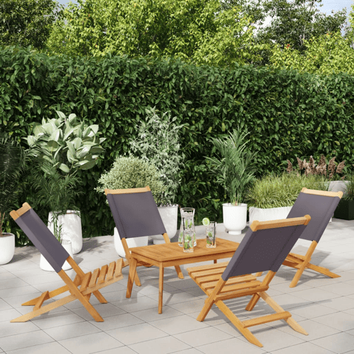 Cadeiras jardim - Cadeiras exterior dobráveis 4 pcs tecidomadeira maciça antracite