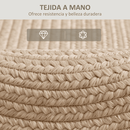 HOMCOM Tapete Oval para Sala de Estar 170x120 cm Tapete Lavável à Máquina Tecido à Mão Estilo Rústico Tapete para Sala de Estar Quarto Sala de Jantar Bege