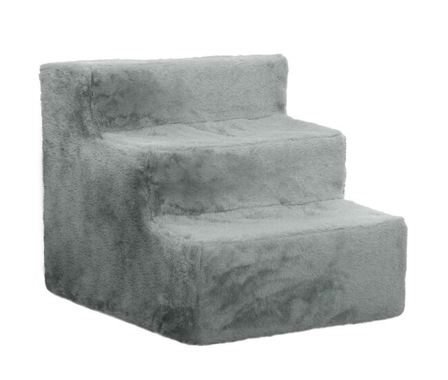 Pawhut escalera para perros de 3 peldaños con funda extraíble y lavable escalera para mascotas mayores perros pequeños gatos para cama sofá 46x35x35