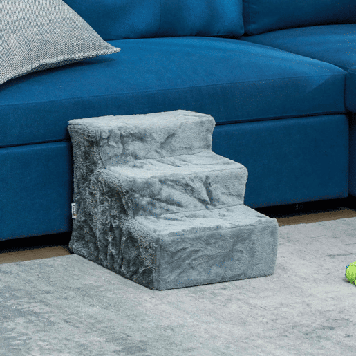 PawHut Escada para Animais de Estimação com 3 Degraus 2 em 1 com Capa Removível e Lavável Escada para Cães Gatos 35x46x35 cm Cinza