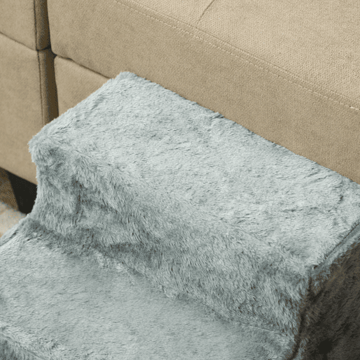 PawHut Escada para Animais de Estimação com 3 Degraus 2 em 1 com Capa Removível e Lavável Escada para Cães Gatos 35x46x35 cm Cinza