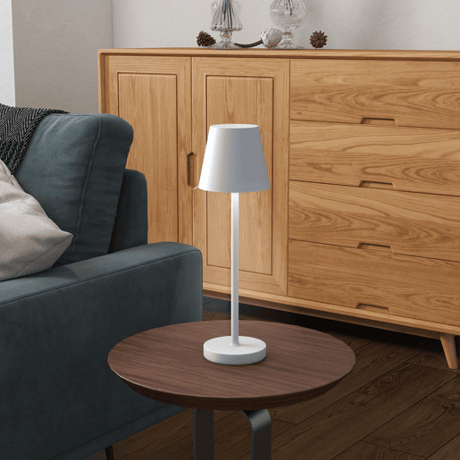 HOMCOM Candeeiro de Mesa com Luzes LED Candeeiro de Mesa Sem Fios Recarregável por USB-C 3 Cores Ecrã de Acrílico para Quarto Sala Ø11,2x36,5 cm Branco
