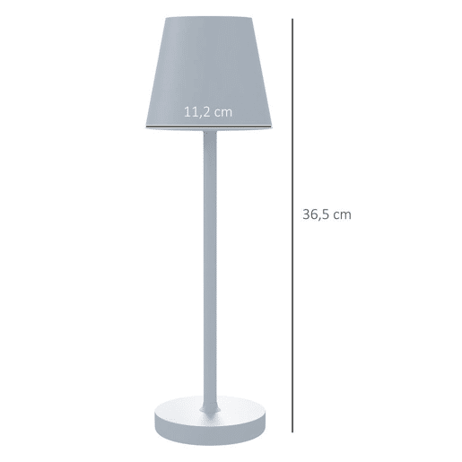 HOMCOM Candeeiro de Mesa com Luzes LED Candeeiro de Mesa Sem Fios Recarregável por USB-C 3 Cores Ecrã de Acrílico para Quarto Sala Ø11,2x36,5 cm Branco