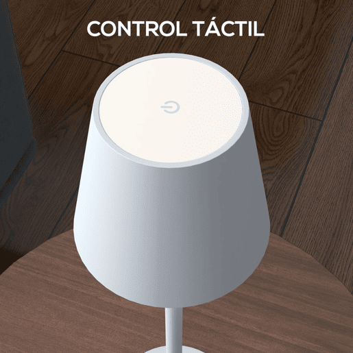 HOMCOM Candeeiro de Mesa com Luzes LED Candeeiro de Mesa Sem Fios Recarregável por USB-C 3 Cores Ecrã de Acrílico para Quarto Sala Ø11,2x36,5 cm Branco