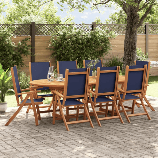 Cadeiras de jardim - Cadeiras de exterior dobráveis 8 pcs acácia maciça e textilene