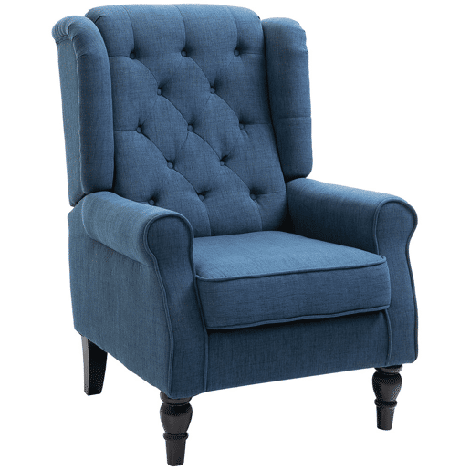 HOMCOM Poltrona de Sala de Estar Poltrona Moderna para Dormitório com Pés de Madeira Poltrona Individual Carga 160 kg para Escritório 74x86x102 cm Azul