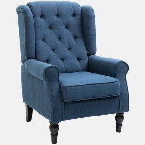 HOMCOM Poltrona de Sala de Estar Poltrona Moderna para Dormitório com Pés de Madeira Poltrona Individual Carga 160 kg para Escritório 74x86x102 cm Azul