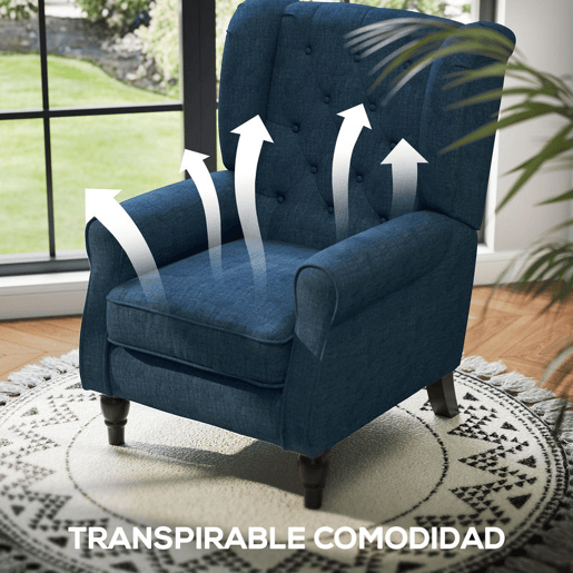 HOMCOM Poltrona de Sala de Estar Poltrona Moderna para Dormitório com Pés de Madeira Poltrona Individual Carga 160 kg para Escritório 74x86x102 cm Azul