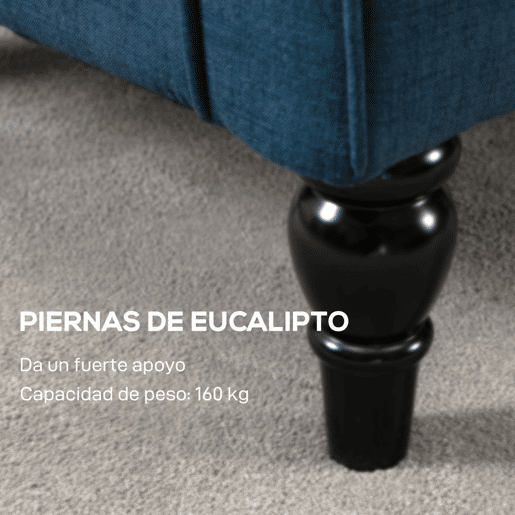 HOMCOM Poltrona de Sala de Estar Poltrona Moderna para Dormitório com Pés de Madeira Poltrona Individual Carga 160 kg para Escritório 74x86x102 cm Azul
