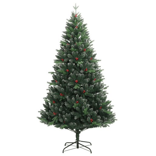 Árvore de Natal - Pinheiro de Natal artificial articulada c bagas vermelhas 180 cm