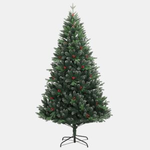 Árvore de Natal - Pinheiro de Natal artificial articulada c bagas vermelhas 180 cm
