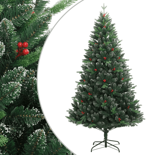 Árvore de Natal - Pinheiro de Natal artificial articulada c bagas vermelhas 180 cm