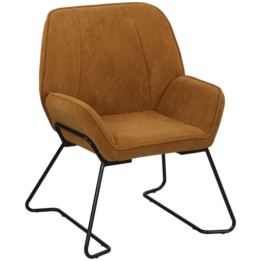 HOMCOM Poltrona Sala de Estar Moderna Poltrona de Leitura com Assento Largo e Acolchoado Estofada em Veludo Pés de Metal Poltrona para Dormitório 70x67,5x87 cm Marrom