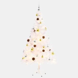 Árvore de Natal artificial pré-iluminada enfeites 150cm branco
