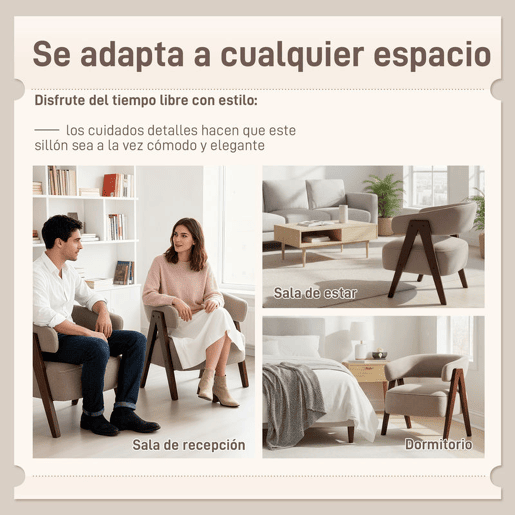 HOMCOM Poltrona de Sala de Estar Estofada em Borreguito Poltrona de Leitura Almofadada e Moderna Assento Largo Pés de Madeira e Encosto Curvo para Quarto Escritório 70x64x71 cm Marrom Claro