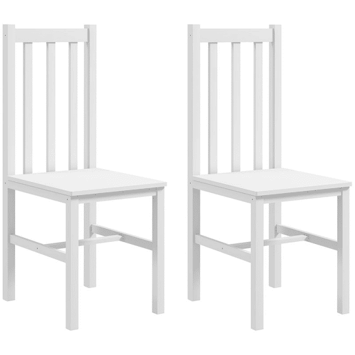 HOMCOM Conjunto de 2 Cadeiras de Sala de Jantar Cadeiras de Cozinha com Encosto de Ripas Estrutura de Madeira de Pinho para Sala de Estar Capacidade 120 kg 38,5x47,5x99 cm Branco