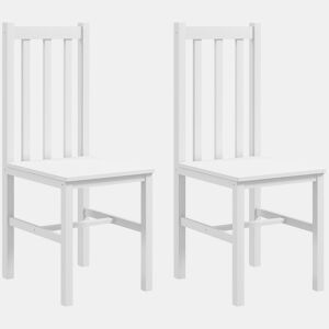 HOMCOM Conjunto de 2 Cadeiras de Sala de Jantar Cadeiras de Cozinha com Encosto de Ripas Estrutura de Madeira de Pinho para Sala de Estar Capacidade 120 kg 38,5x47,5x99 cm Branco