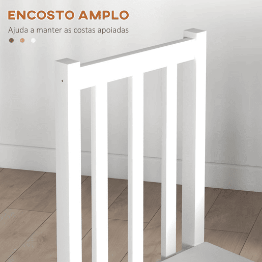 HOMCOM Conjunto de 2 Cadeiras de Sala de Jantar Cadeiras de Cozinha com Encosto de Ripas Estrutura de Madeira de Pinho para Sala de Estar Capacidade 120 kg 38,5x47,5x99 cm Branco