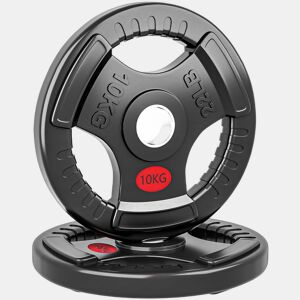 SPORTNOW Discos de Pesos com Orifício de Ø50 mm 2 Discos de 10 kg com Anel Interior de Aço e Triplo Aperto para Halteres e Barras Treino Fitness em Casa Ginásio Ø32x4,5 cm Preto
