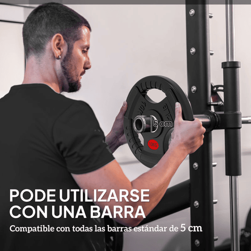 SPORTNOW Discos de Pesos com Orifício de Ø50 mm 2 Discos de 10 kg com Anel Interior de Aço e Triplo Aperto para Halteres e Barras Treino Fitness em Casa Ginásio Ø32x4,5 cm Preto