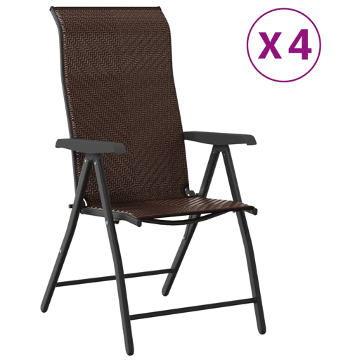 Cadeiras de jardim - Cadeiras de exterior dobráveis 4 pcs vime PE castanho