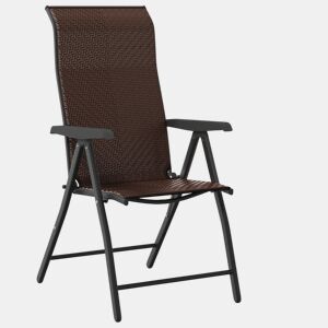 Cadeiras de jardim - Cadeiras de exterior dobráveis 4 pcs vime PE castanho