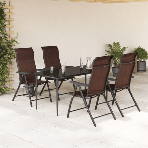 Cadeiras de jardim - Cadeiras de exterior dobráveis 4 pcs vime PE castanho