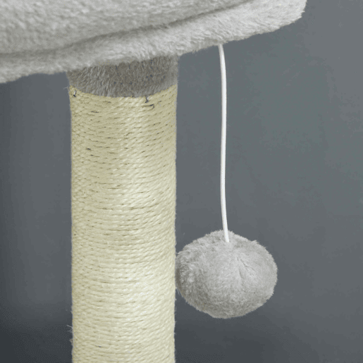 PawHut Arranhador para Gatos Altura 104 cm Arranhador para Gatos Torre de Escalada com Postes Arranhadores de Sisal Cova Plataformas e Bolas Suspensas 65x30x104 cm Cinzento Claro