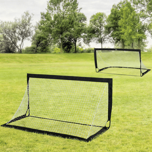 HOMCOM Balizas de Futebol Dobráveis Balizas de Futebol para Crianças e Adultos com Saco de Transporte para Exterior Jardim Treino 183x90x90 cm Preto