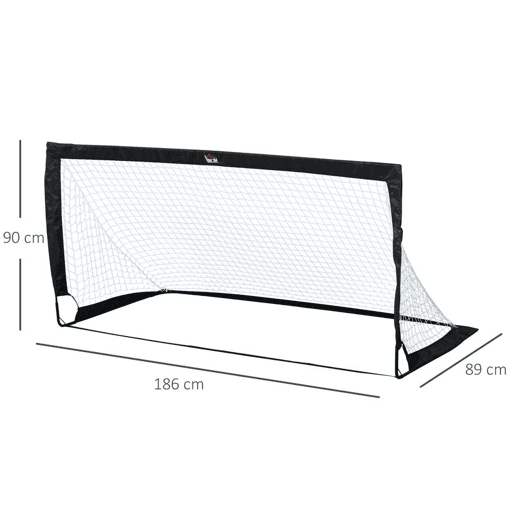HOMCOM Balizas de Futebol Dobráveis Balizas de Futebol para Crianças e Adultos com Saco de Transporte para Exterior Jardim Treino 183x90x90 cm Preto