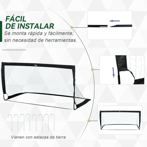 HOMCOM Balizas de Futebol Dobráveis Balizas de Futebol para Crianças e Adultos com Saco de Transporte para Exterior Jardim Treino 183x90x90 cm Preto