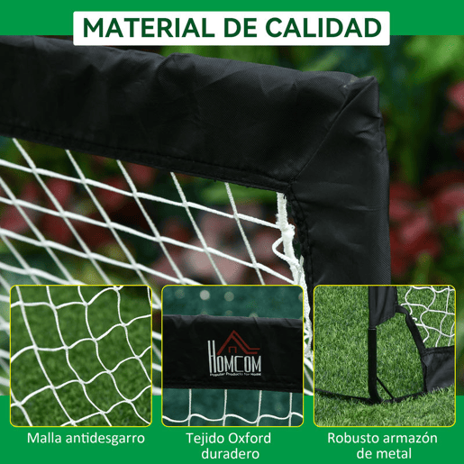 HOMCOM Balizas de Futebol Dobráveis Balizas de Futebol para Crianças e Adultos com Saco de Transporte para Exterior Jardim Treino 183x90x90 cm Preto