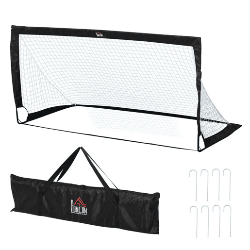 HOMCOM Balizas de Futebol Dobráveis Balizas de Futebol para Crianças e Adultos com Saco de Transporte para Exterior Jardim Treino 183x90x90 cm Preto