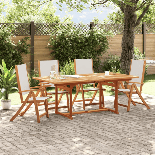 Cadeiras de jardim - Cadeiras de exterior dobráveis 4 pcs acácia maciça e textilene