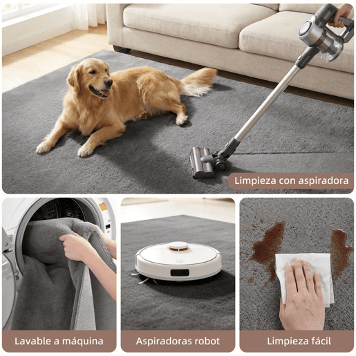 HOMCOM Tapete para Sala de Estar 230x160 cm Tapete Lavável à Máquina Pelo Longo Macio Estilo Moderno Tapete para Sala de Estar Quarto Sala de Jantar Cinza