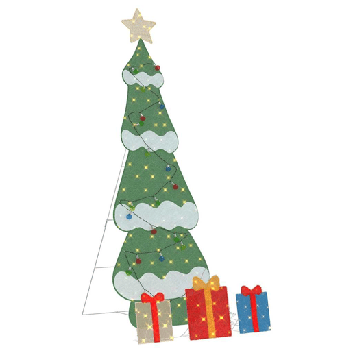 Árvore de Natal - Pinheiro de Natal Iluminada com 3 Caixas de Presente 2D Branco Quente