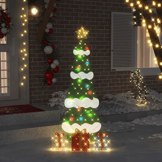 Árvore de Natal - Pinheiro de Natal Iluminada com 3 Caixas de Presente 2D Branco Quente